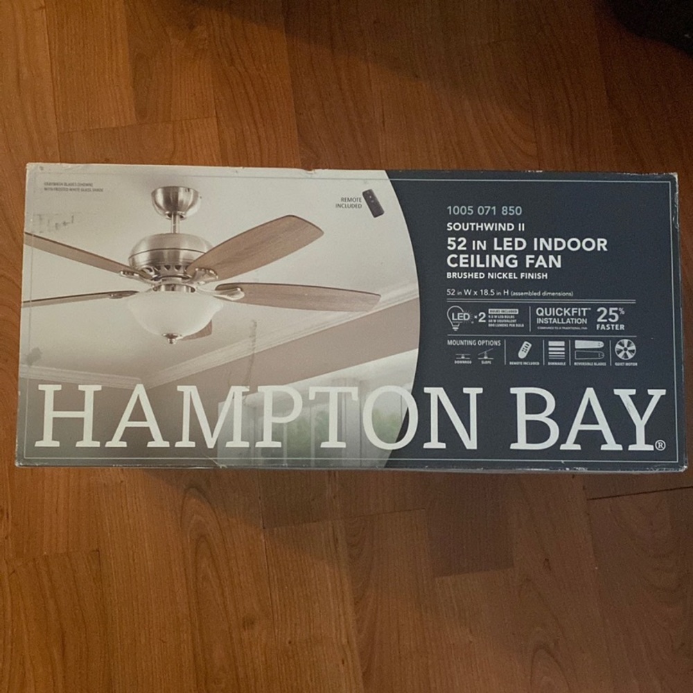 Hampton Bay Southwind II Brushed Nickel Ceiling Fan